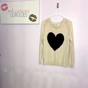 Boho Heart Cream And Black Knit Sweater